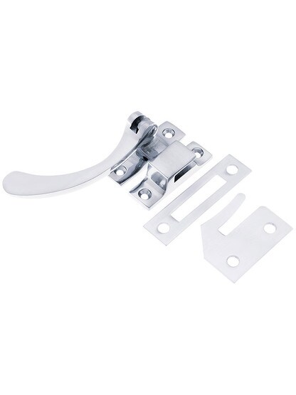 Solid Brass Window Lock Casement Fastener in Polished Chrome.